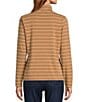 L.L.Bean Knit Turtleneck Horizontal Stripe Long Sleeve Tee, Color:Toasted Coconut/Boulder - Image 2