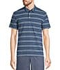 Color:Bright Mariner - Image 1 - Lakewashed Relaxed Fit Performance Stretch Short Sleeve Striped Polo Shirt