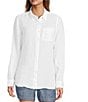 L.L.Bean Linen Long Sleeve Button Front Tunic, Color:White - Image 4