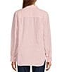 Color:Shell Pink - Image 2 - Linen Long Sleeve Button Front Tunic