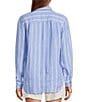 L.L.Bean Linen Long Sleeve Striped Button Front Tunic, Color:Arctic Blue Stripe - Image 2