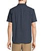 Color:Navy - Image 2 - Madras Vertical Stripe Seersucker Short Sleeve Shirt