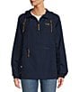 L.L.Bean Mountain Classic Anorak Stand Collar Long Sleeve Kangaroo Pocket Quarter-Zip Pullover Jacket, Color:Navy - Image 1