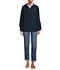L.L.Bean Mountain Classic Anorak Stand Collar Long Sleeve Kangaroo Pocket Quarter-Zip Pullover Jacket, Color:Navy - Image 3