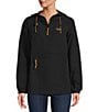 Color:Black - Image 1 - Mountain Classic Anorak Stand Collar Long Sleeve Kangaroo Pocket Quarter-Zip Pullover Jacket