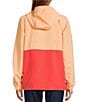 L.L.Bean Mountain Classic Color Block Hooded Kangaroo Pocket Weather Resistant Anorak Jacket, Color:Coral Bisque/Hot Coral - Image 2