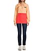 L.L.Bean Mountain Classic Color Block Hooded Kangaroo Pocket Weather Resistant Anorak Jacket, Color:Coral Bisque/Hot Coral - Image 3