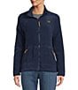 Color:Nautical Navy - Image 1 - Mountain Classic Stand Collar Long Sleeve Pocketed Fleece Knit Jacket