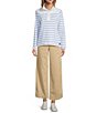 L.L.Bean Peaks Island Stripe Mock Neck Long Sleeve Pullover Sweater - Image 3