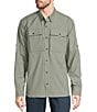 Color:Deep Olive - Image 1 - Performance Stretch No Fly Zone Long Sleeve Woven Shirt