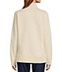 Color:Cream - Image 2 - Quilted Knit Stand Collar Long Sleeve Kangaroo Pocket Quarter-Zip Pullover Top