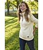 Color:Cream - Image 5 - Quilted Knit Stand Collar Long Sleeve Kangaroo Pocket Quarter-Zip Pullover Top