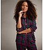 L.L.Bean Scotch Plaid Long Sleeve Notch Collar Holiday Flannel Pajama Set - Image 5