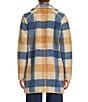 L.L.Bean Sherpa Fleece Plaid Stand Collar Snap Front Coat, Color:Katahdin Khaki Plaid - Image 4