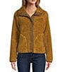 Color:Antique Gold - Image 1 - Sherpa Fleece Stand Collar Long Sleeve Snap-Front Cozy Jacket