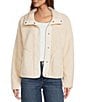 L.L.Bean Sherpa Fleece Stand Collar Long Sleeve Snap-Front Cozy Jacket, Color:Natural - Image 1
