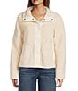 L.L.Bean Sherpa Fleece Stand Collar Long Sleeve Snap-Front Cozy Jacket, Color:Natural - Image 2