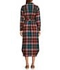 L.L.Bean Signature Camp Soft Flannel Plaid Belted Button Front Midi Dress, Color:Vintage Plum Plaid - Image 2