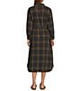 L.L.Bean Signature Camp Soft Flannel Plaid Belted Button Front Midi Dress, Color:Black Slate Plaid - Image 2