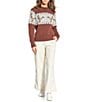 L.L.Bean Signature Original Heritage Rollneck Raglan Long Sleeve Pullover Novelty Sweater, Color:Currant Mallard Fair Isle - Image 3