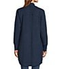 Color:Nautical Navy Heather - Image 2 - Soft Stretch Flex Long Sleeve Pocketed Open-Front Long Cardigan
