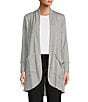 Color:Gray Heather - Image 1 - Soft Stretch Flex Long Sleeve Pocketed Open-Front Long Cardigan