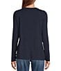 Color:Classic Navy - Image 2 - Soft Stretch Knit Supima® Cotton Blend Scoop Neck Long Sleeve Tee Shirt