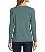 Color:Soft Spruce - Image 2 - Soft Stretch Knit Supima® Cotton Blend Scoop Neck Long Sleeve Tee Shirt