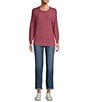 L.L.Bean Soft Texture Cotton Slub Roll Neck Long Sleeve Midweight Pullover, Color:Dark Plum Rose - Image 3