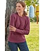 L.L.Bean Soft Texture Cotton Slub Roll Neck Long Sleeve Midweight Pullover, Color:Dark Plum Rose - Image 5