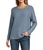 L.L.Bean Soft Texture Cotton Slub Roll Neck Long Sleeve Midweight Pullover, Color:Soft Indigo - Image 1