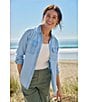 L.L.Bean Soft Washed Point Collar Utility Button Front Shirt, Color:Chambray Blue - Image 5