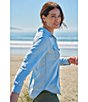 L.L.Bean Soft Washed Point Collar Utility Button Front Shirt, Color:Chambray Blue - Image 6
