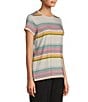 Color:Pewter Stripe - Image 3 - Everyday SunSmart® UPF 50+ Crewneck Short Sleeve Stripe Tee Shirt