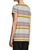 Color:Pewter Stripe - Image 4 - Everyday SunSmart® UPF 50+ Crewneck Short Sleeve Stripe Tee Shirt