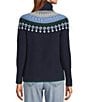 L.L.Bean Waffle Knit Fair Isle Turtleneck Long Sleeve Sweater, Color:Classic Navy/Mariner Blue Fair - Image 2