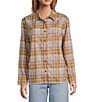L.L.Bean Whisperweight Plaid Print Flannel Point Collar Button Front Shirt, Color:Minimal Gray - Image 1