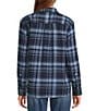 L.L.Bean Whisperweight Plaid Print Flannel Point Collar Button Front Shirt, Color:Chalk Blue - Image 2