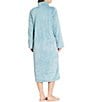 L.L.Bean Wicked Plush Fleece Long Sleeve Stand Collar Zip-Front Long Robe, Color:Dust Blue - Image 2