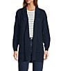 L.L.Bean Wicked Soft Cotton Cashmere Blend Shawl Collar Open Front Coatigan, Color:Classic Navy - Image 1
