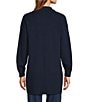 L.L.Bean Wicked Soft Cotton Cashmere Blend Shawl Collar Open Front Coatigan, Color:Classic Navy - Image 2