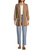 L.L.Bean Wicked Soft Cotton Cashmere Blend Shawl Collar Open Front Coatigan, Color:Camel Brown Heather - Image 3
