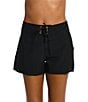 Color:Black - Image 1 - Aboard Solid Tie Front Side Pocket Short Swim Cover-Up