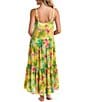 Color:Multi - Image 2 - Calypso Bloom Tropical Print Square Neck Tiered Midi Dress Swim Cover-Up