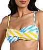 La Blanca Coastal Club House Stripe Print Twist Front Bandeau Swim Top - Image 1
