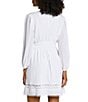 Color:White - Image 2 - Illusion Crochet Crinkle V-Neck Dress Swim Cover-Up
