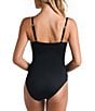 Color:Black - Image 2 - Island Goddess Front Draped Tummy Control One Piece Swimsuit