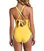 Color:Pineapple - Image 2 - Island Goddess High Neck One Piece Swimsuit