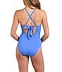 La Blanca Island Goddess High Neck One Piece Swimsuit, Color:Chambray - Image 2