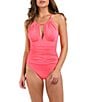 La Blanca Island Goddess High Neck One Piece Swimsuit, Color:Coral Reef - Image 1